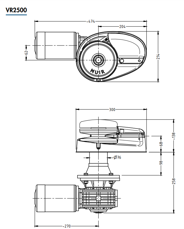 Muir Storm VR/C2500 1200W Anchor Winch