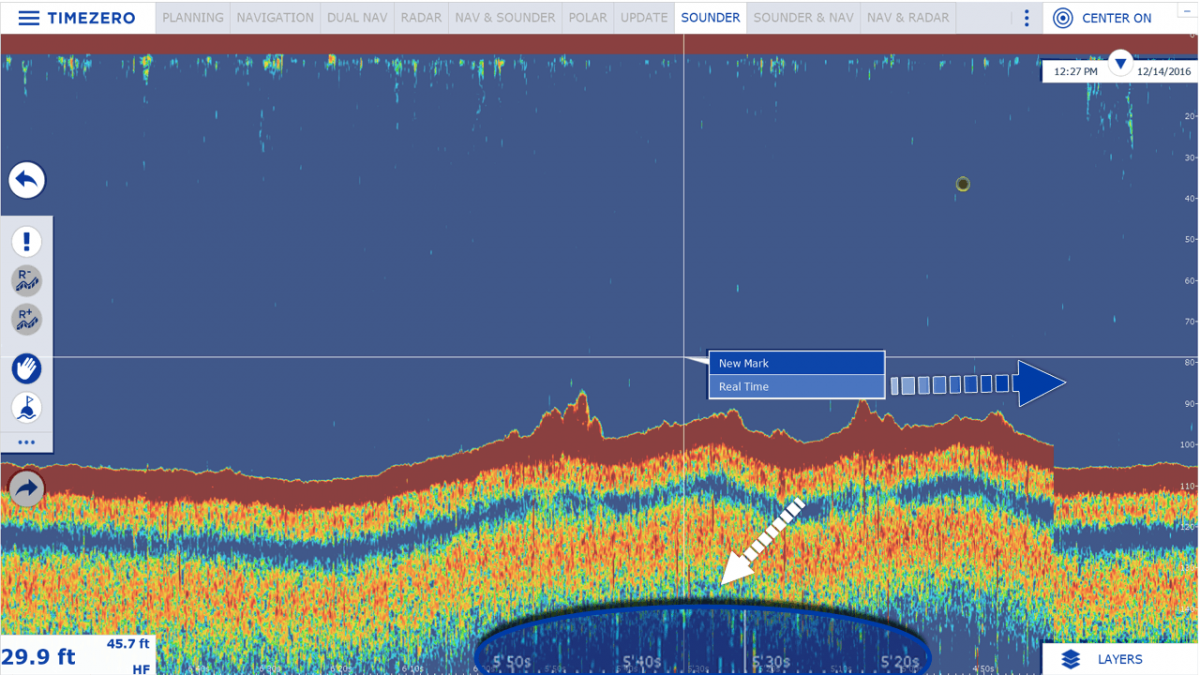 TimeZero TZ Professional sounder echogram